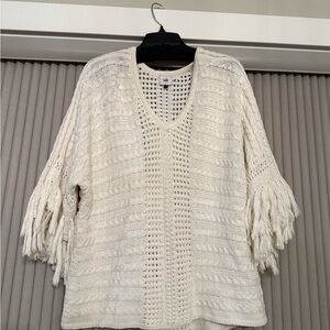 CAbi Cream Knit Poncho Sweater
